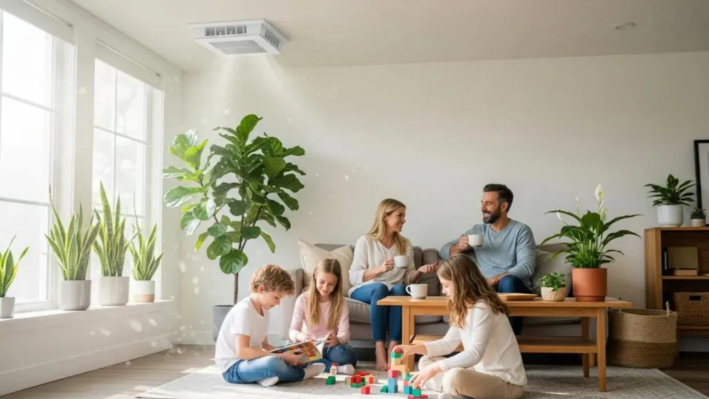 Family relaxing in a clean, healthy home &mdash; the benefits of air duct cleaning